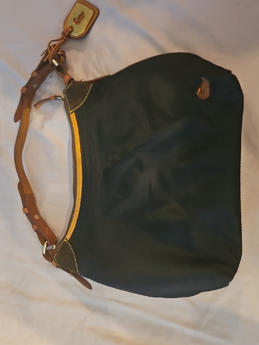 Dooney & Bourke Black Hobo with Brown Trim